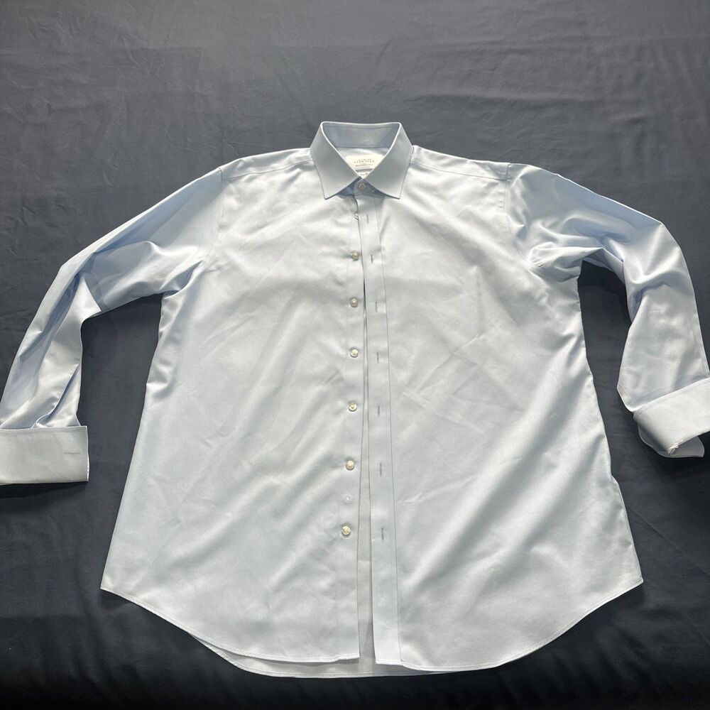 Charles Tyrwhitt Non Iron Slim Fit Long Sleeve Dress Shirt Sky Blue 17/35